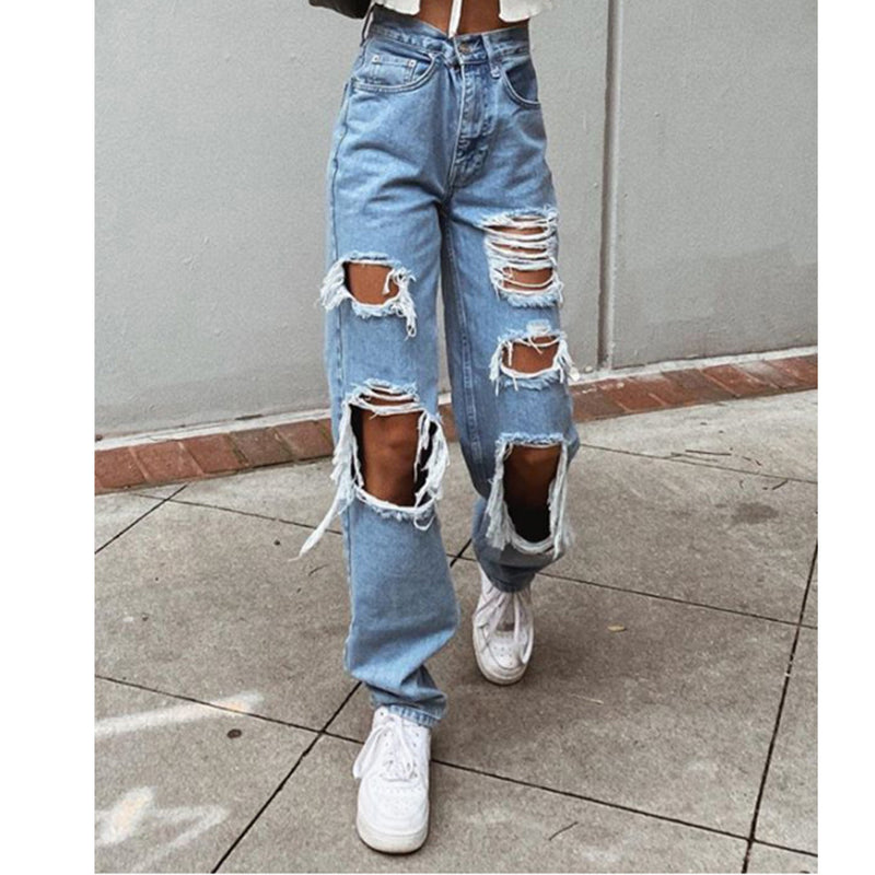 Women Jeans Ripped Slimming Washed Women'S Jeans Trousers