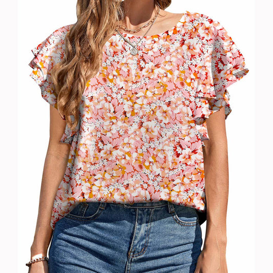 Women'S Printed Casual round Neck Blouse